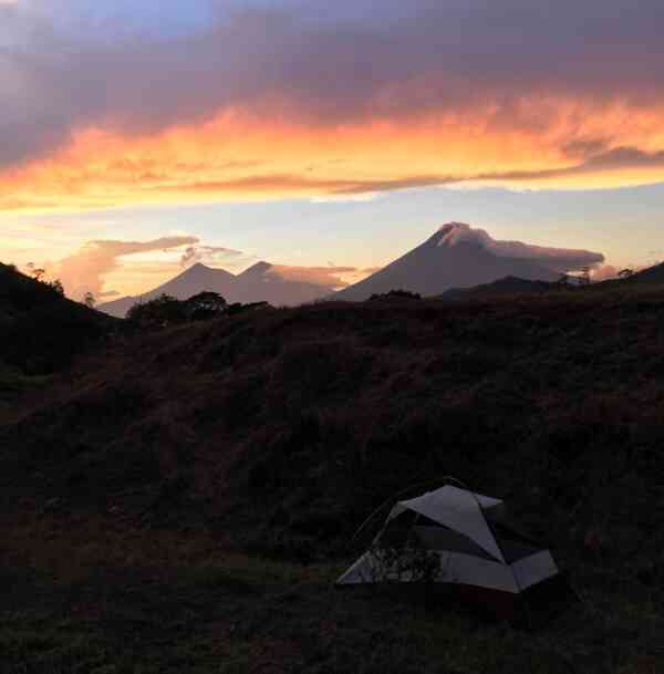 Pacaya camping volcano views overnight sunset